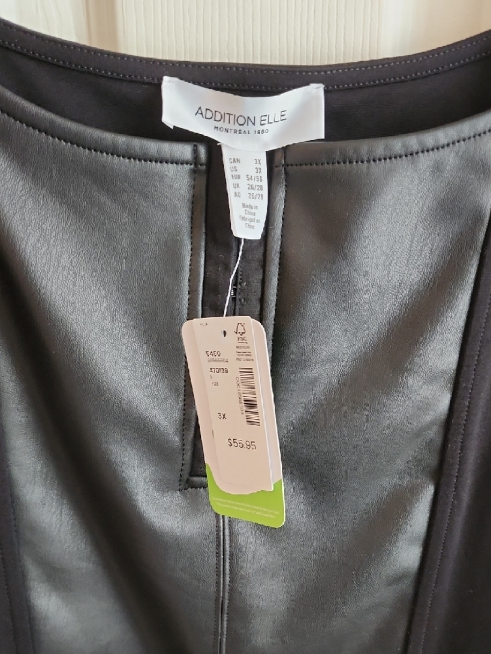 Addition Elle Black Faux-Leather Panel Tank Top 3XL - Picture 4 of 8